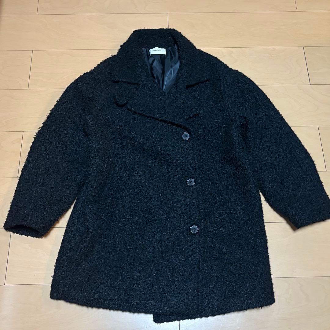 OHOTORO boucle 2way half coat ブラック