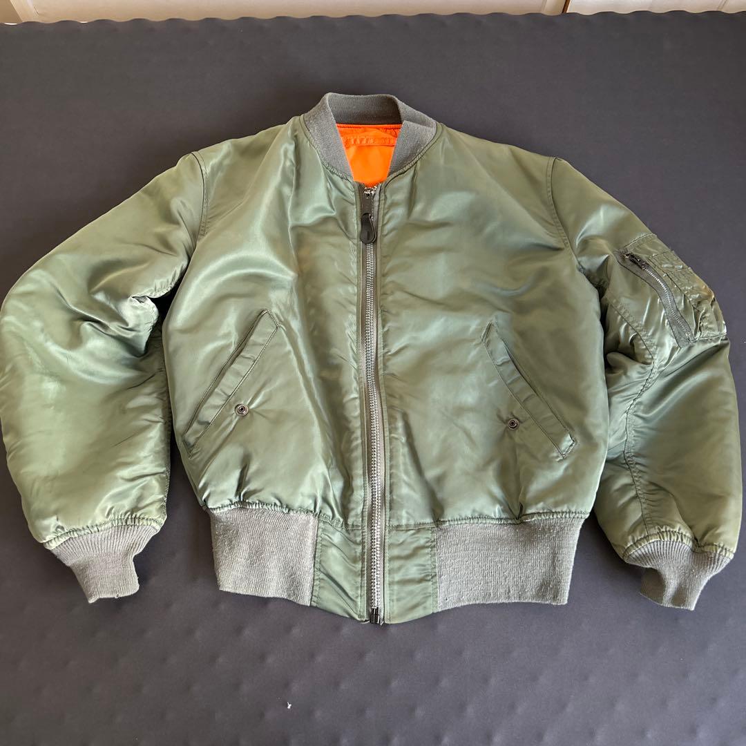 Alpha社 MA‐1 90s 民間 オリーブ 裏オレンジ