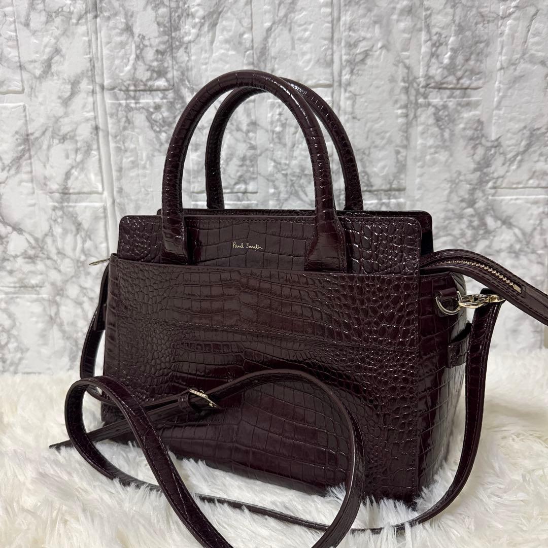 【新品】Paul Smith ポールスミス クロコ ボルドー 2WAYバッグ