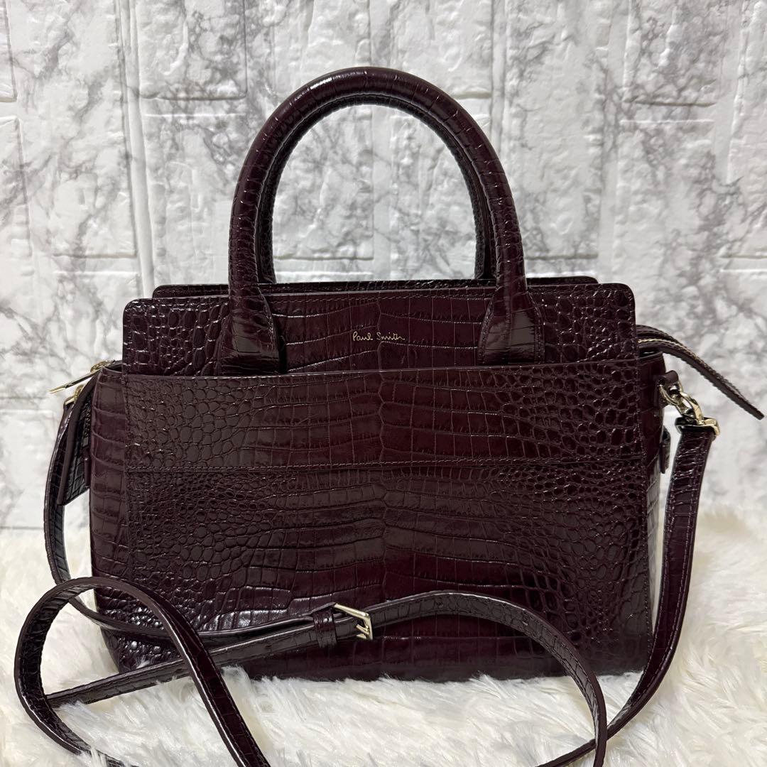 【新品】Paul Smith ポールスミス クロコ ボルドー 2WAYバッグ
