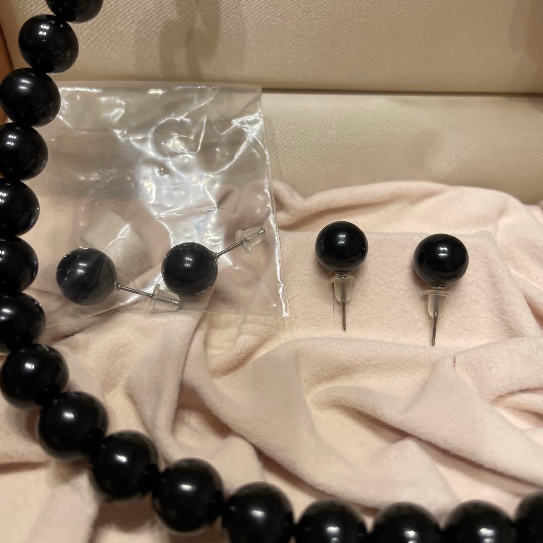 Princess JET 天然ジェット ネックレス ピアス セット 鑑別書付き