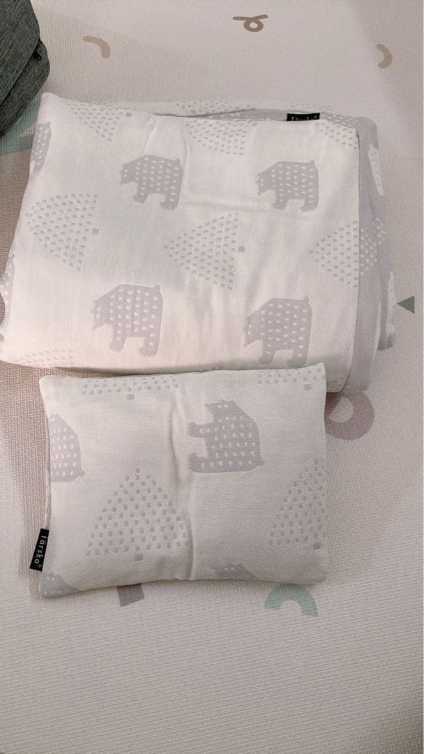 折りたたみ式ベビー布団セット グレー（枕、掛け布団は未使用）