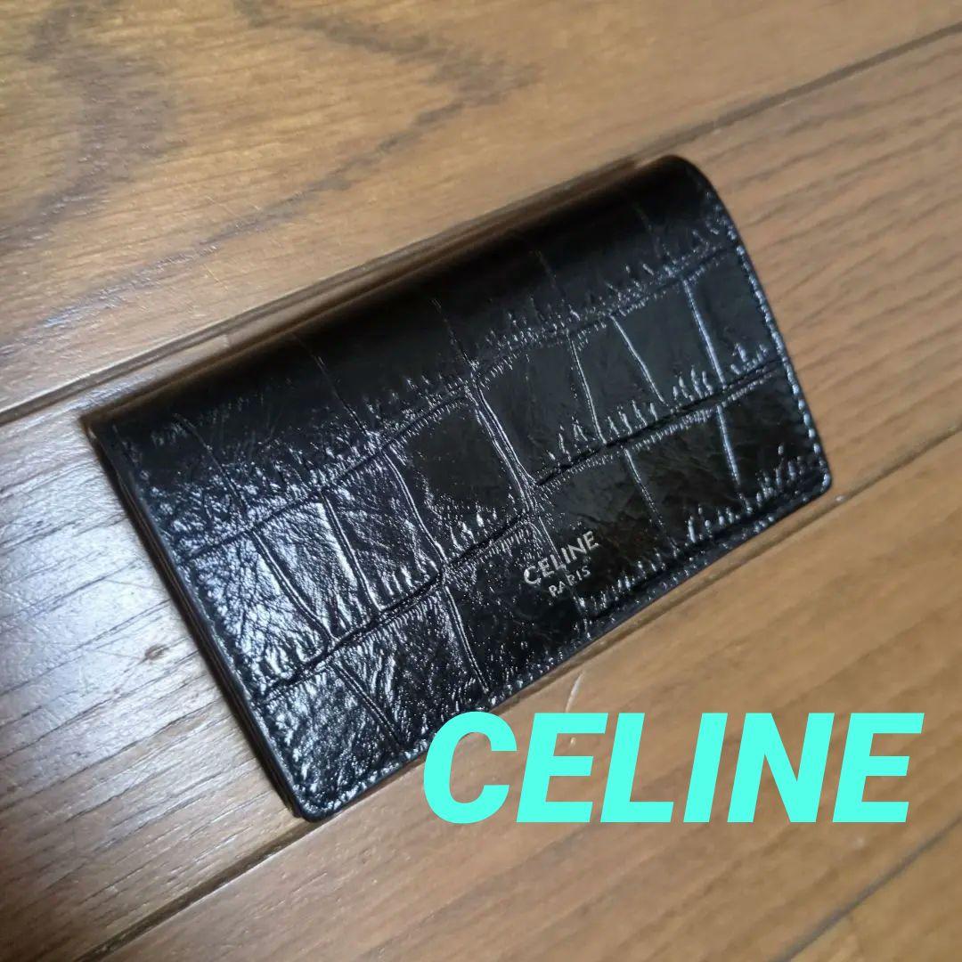CELINE クロコ型押し　ブラック　 キーケース
