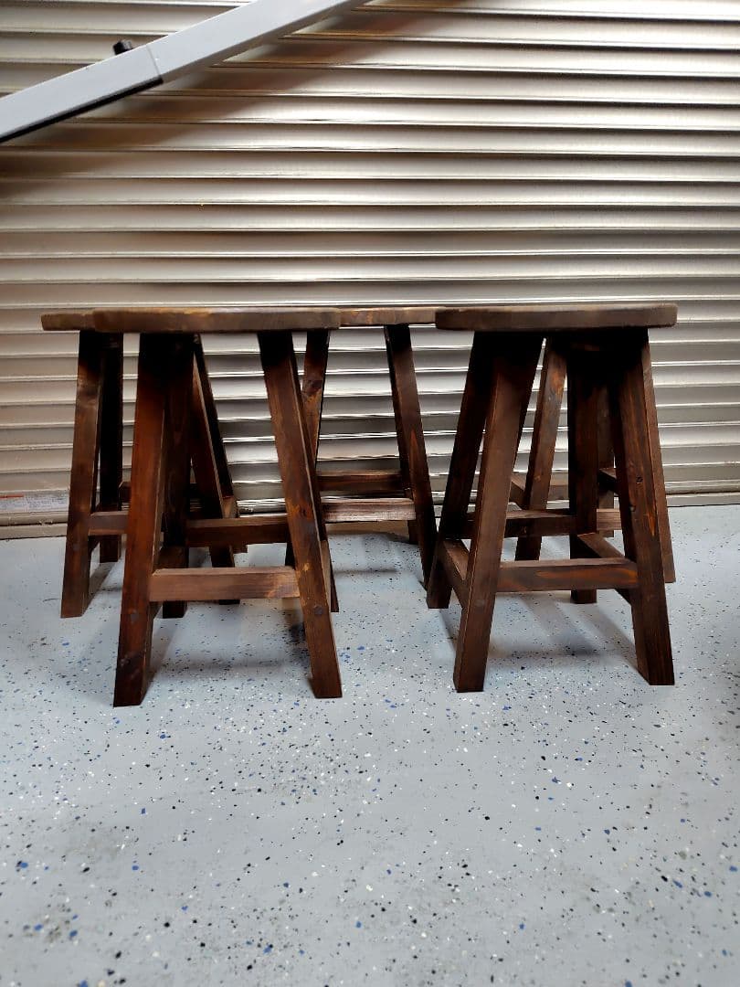 木製 丸イス スツール ハンドメイド 座面高44cm　5脚