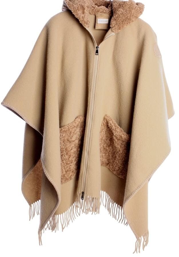 モンクレール ダウン フーディー　ウール ポンチョ 　ケープ　MONCLER