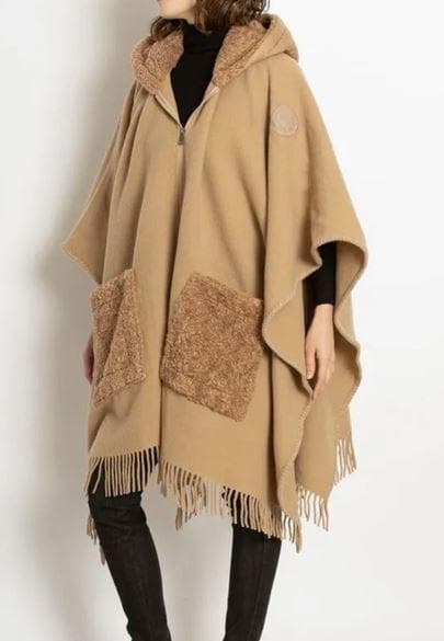 モンクレール ダウン フーディー　ウール ポンチョ 　ケープ　MONCLER