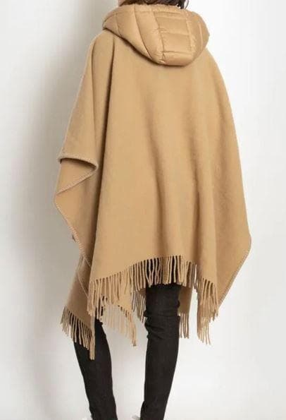 モンクレール ダウン フーディー　ウール ポンチョ 　ケープ　MONCLER