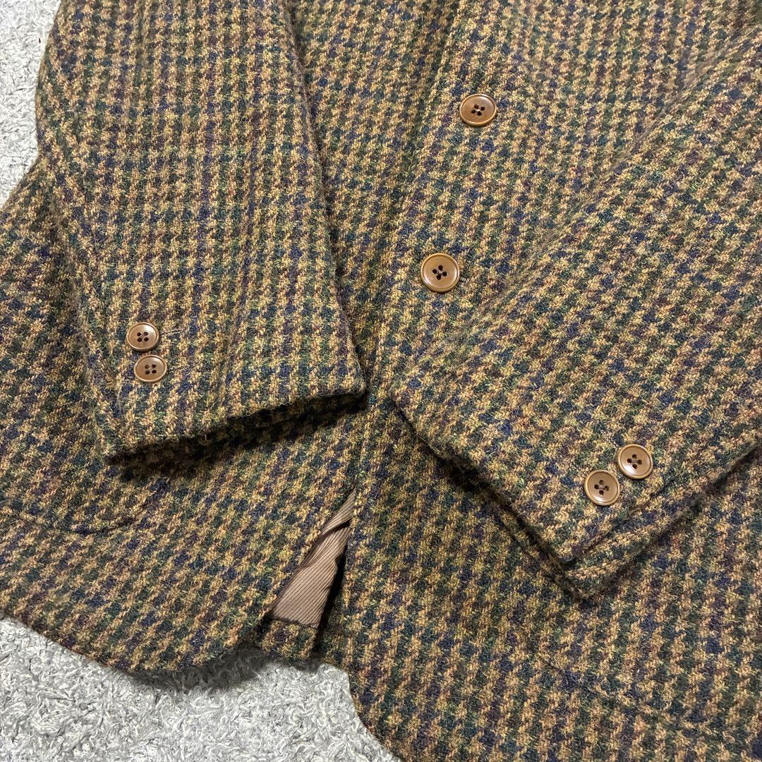 【美品】トランスコンチネンツ ハリスツイード テーラードジャケット ブラウン M