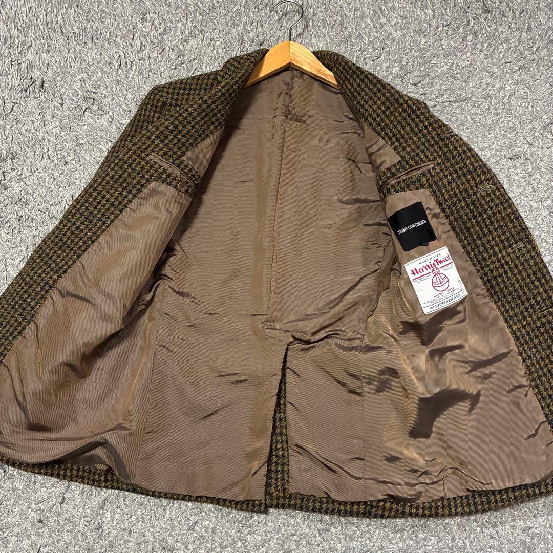 【美品】トランスコンチネンツ ハリスツイード テーラードジャケット ブラウン M