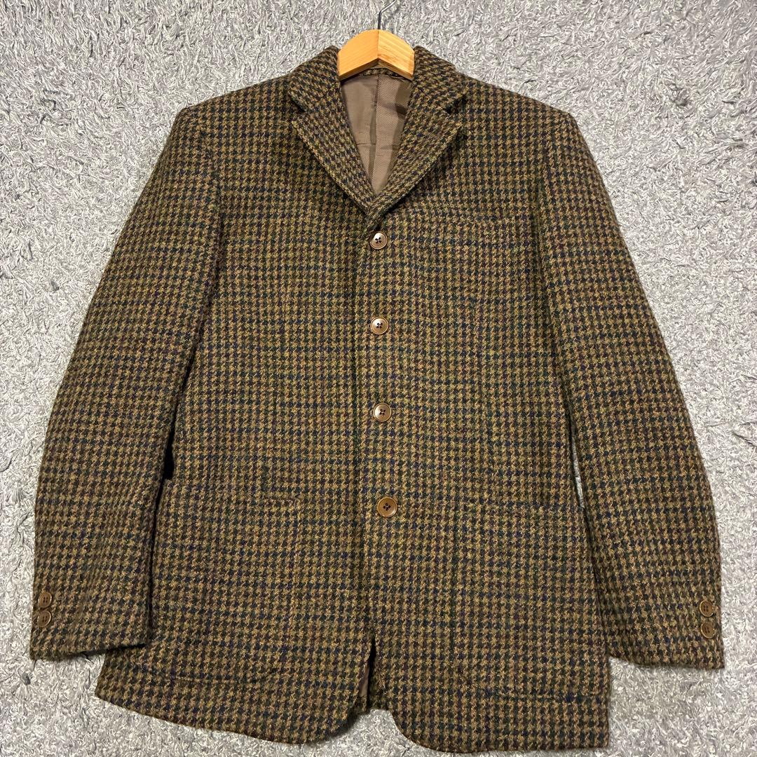 【美品】トランスコンチネンツ ハリスツイード テーラードジャケット ブラウン M