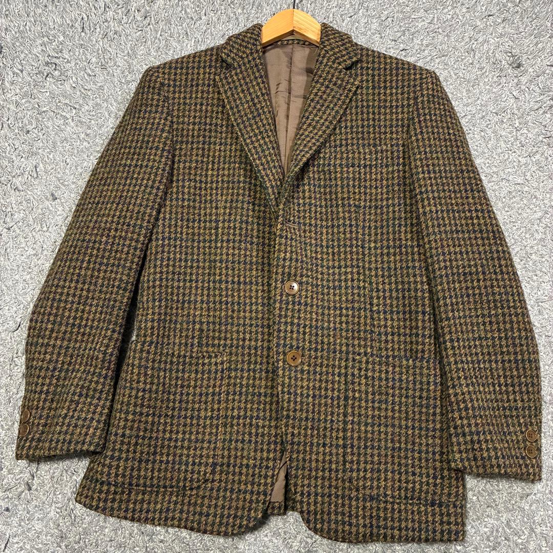 【美品】トランスコンチネンツ ハリスツイード テーラードジャケット ブラウン M