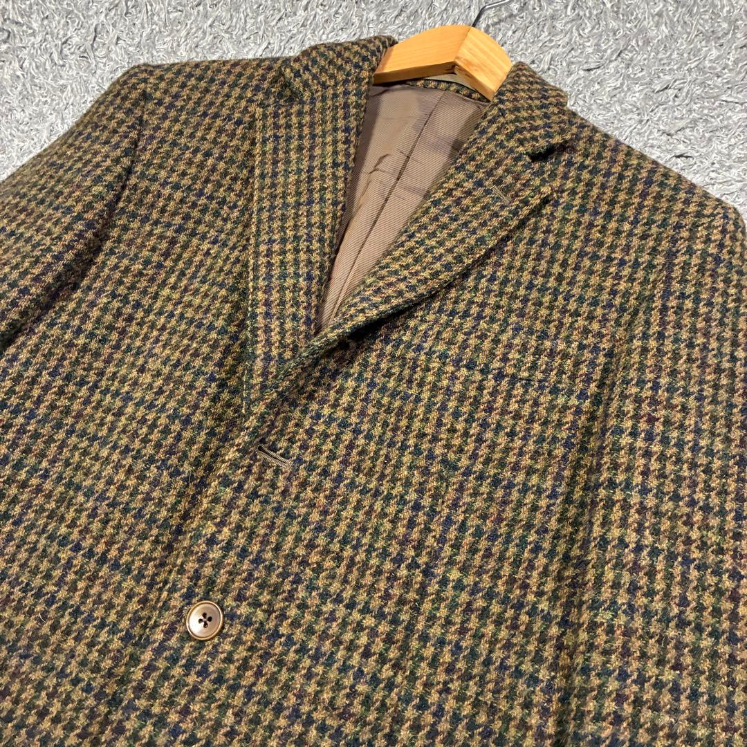 【美品】トランスコンチネンツ ハリスツイード テーラードジャケット ブラウン M
