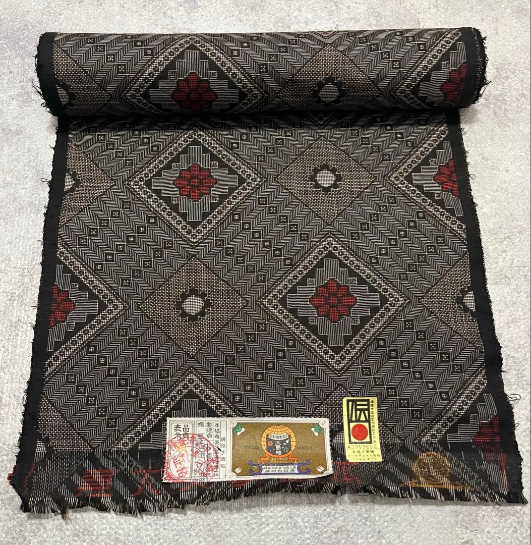 【超希少】本場大島紬 龍郷柄 反物 伝統工芸品 泥染 逸品 地球印 紬 着尺