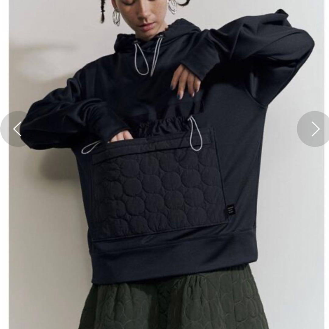 un3d アンスリード　サークルキルティングポケットフーディ　ブラック　パーカー