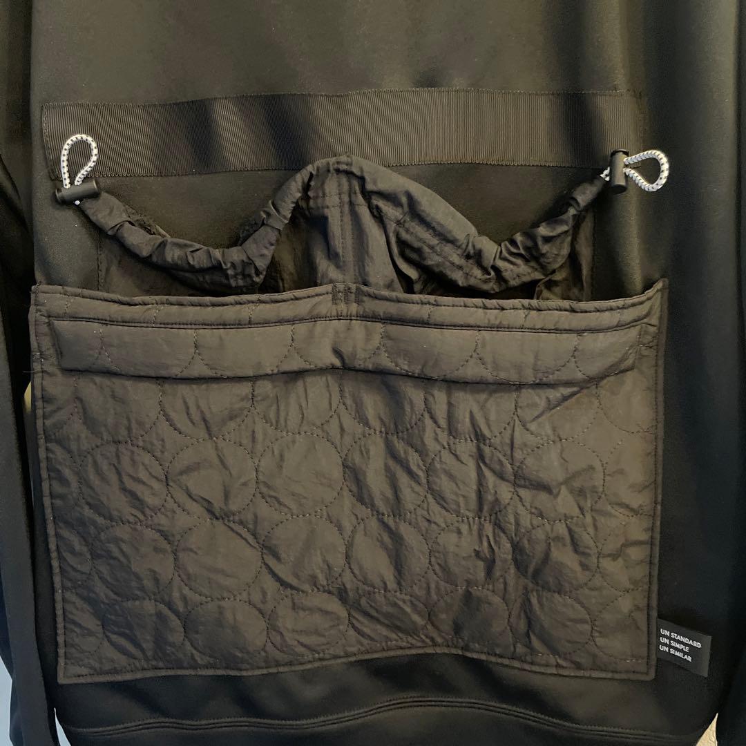 un3d アンスリード　サークルキルティングポケットフーディ　ブラック　パーカー