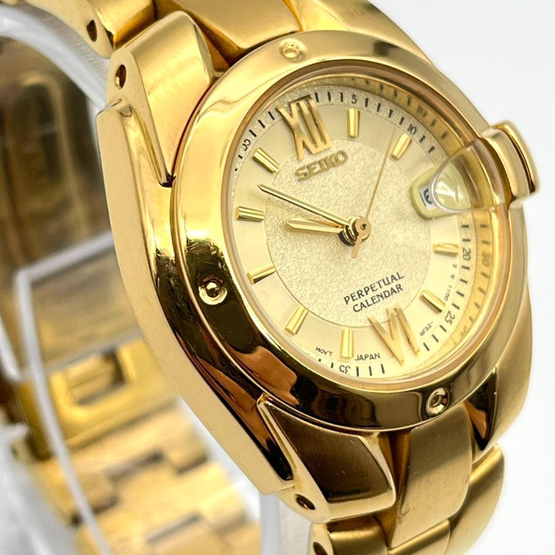 良品 セイコー パーペチュアル レディース コマ有 電池交換済 ゴールド