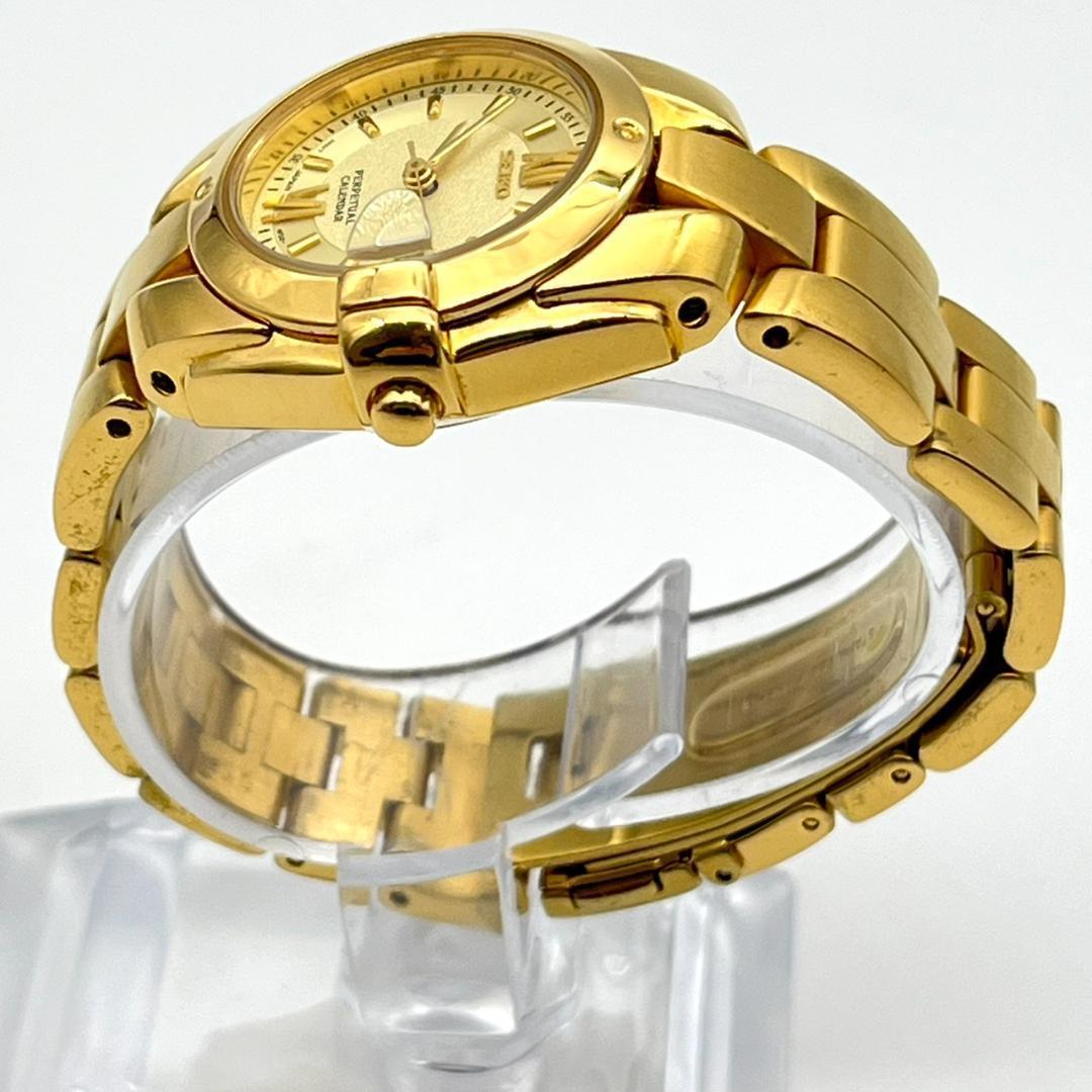 良品 セイコー パーペチュアル レディース コマ有 電池交換済 ゴールド