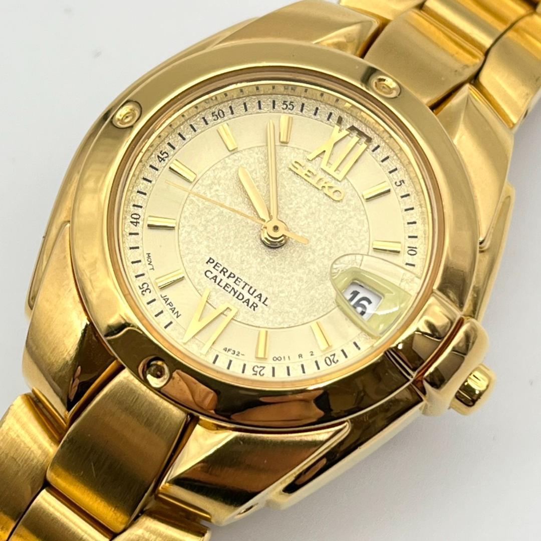 良品 セイコー パーペチュアル レディース コマ有 電池交換済 ゴールド
