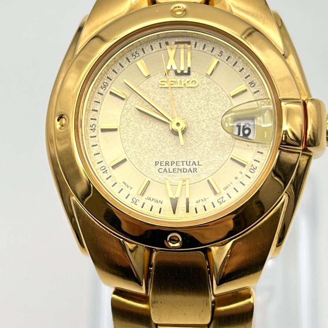 良品 セイコー パーペチュアル レディース コマ有 電池交換済 ゴールド