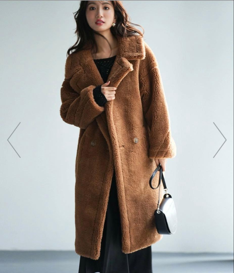 ブラウン オーバーサイズ ロングコート　マックスマーラ