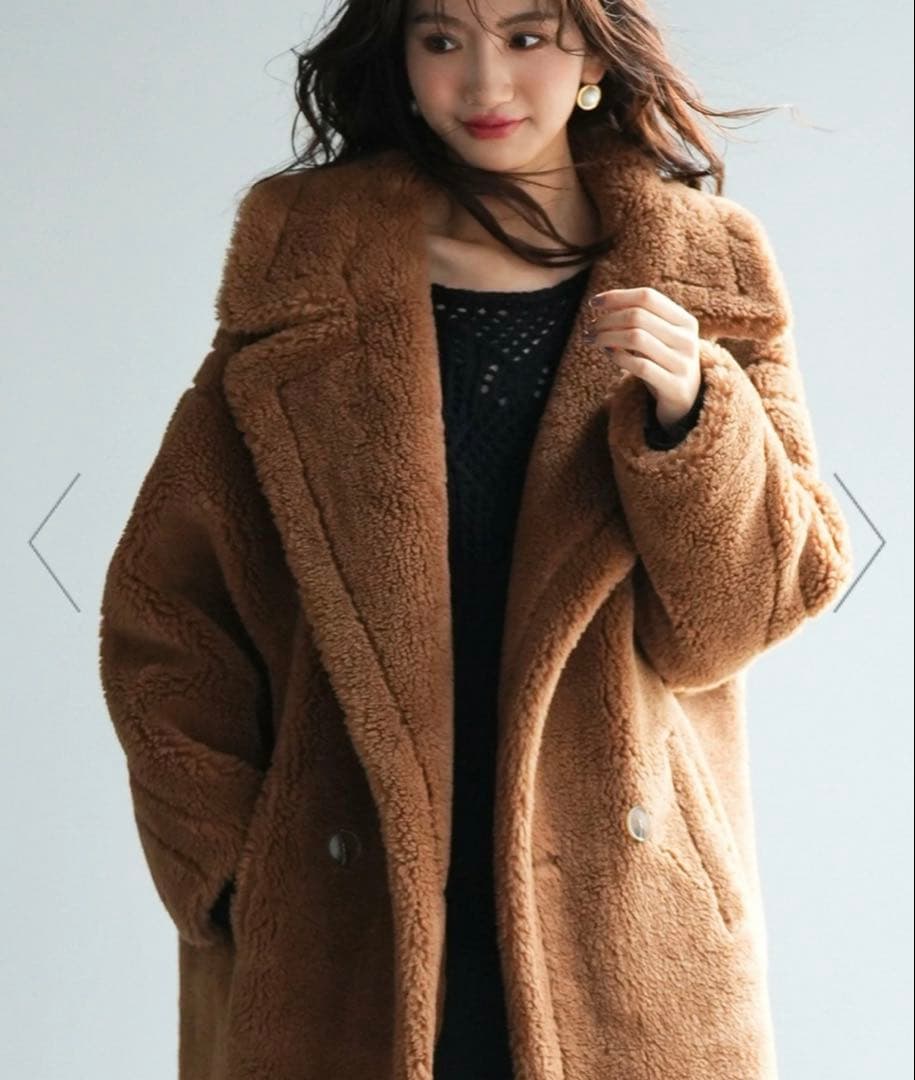 ブラウン オーバーサイズ ロングコート　マックスマーラ