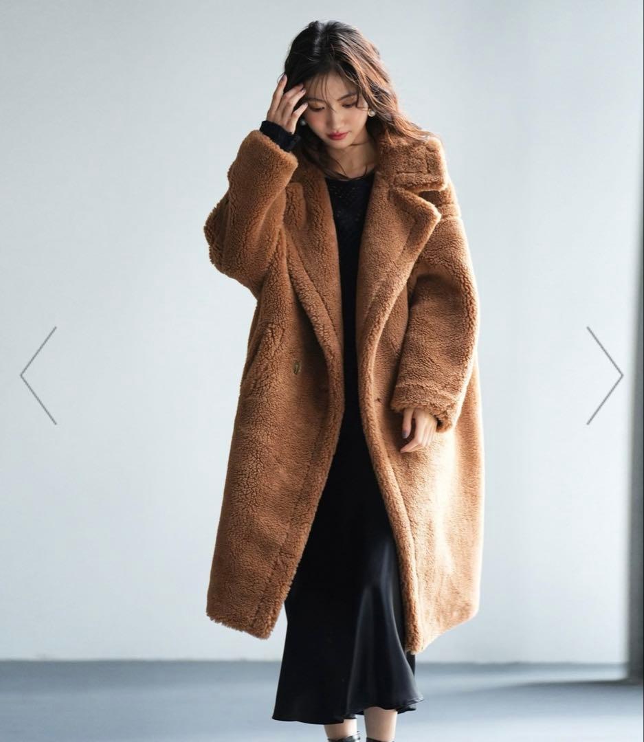 ブラウン オーバーサイズ ロングコート　マックスマーラ