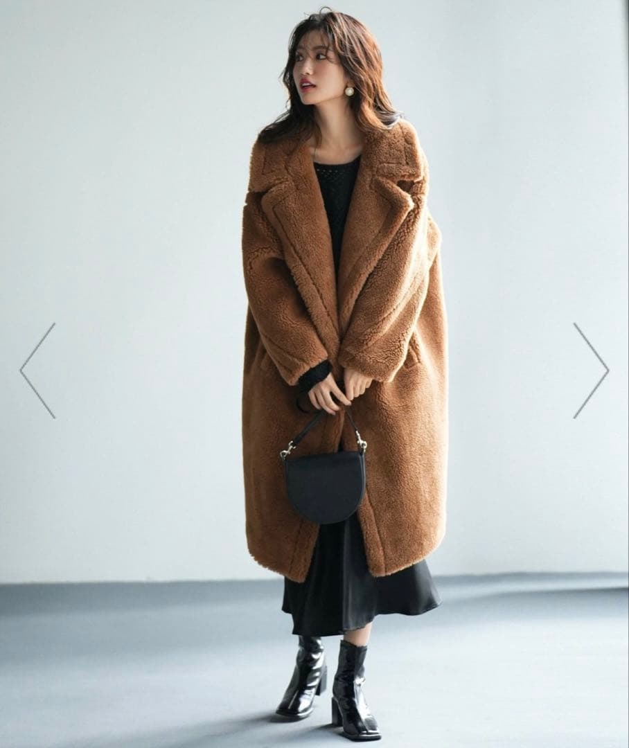 ブラウン オーバーサイズ ロングコート　マックスマーラ