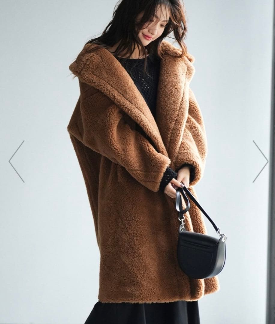 ブラウン オーバーサイズ ロングコート　マックスマーラ