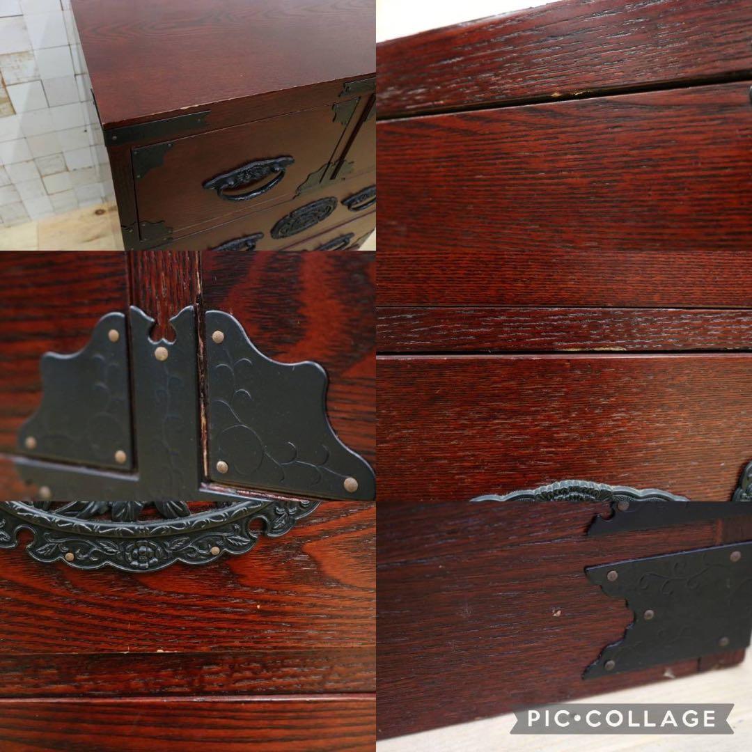 GMFK770○民芸家具 欅材 整理箪笥 時代箪笥 4段チェスト 鉄金具 和家具