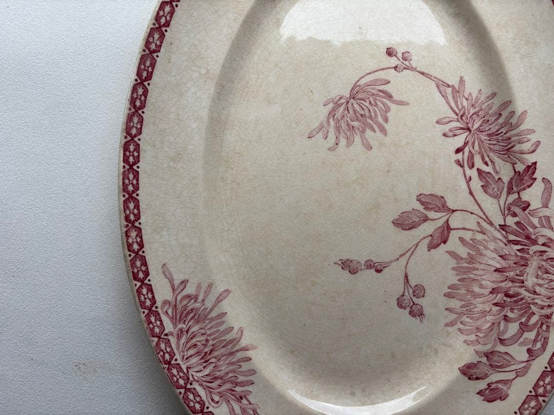 クレイユモントローTURENNE（チュレンヌ）赤オーバル皿　クレイユモントロー赤