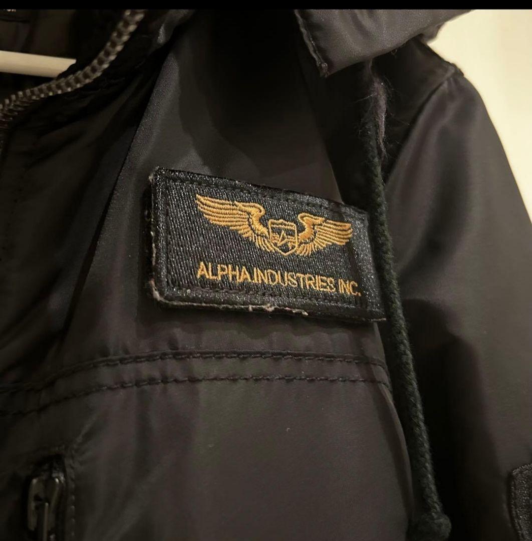 ALPHA MA-1スタイル 黒ジャケット フード付き XL