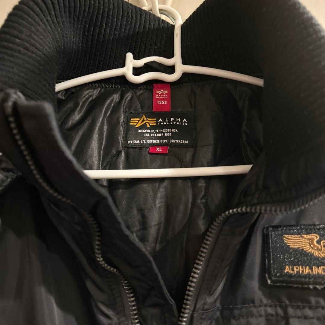 ALPHA MA-1スタイル 黒ジャケット フード付き XL