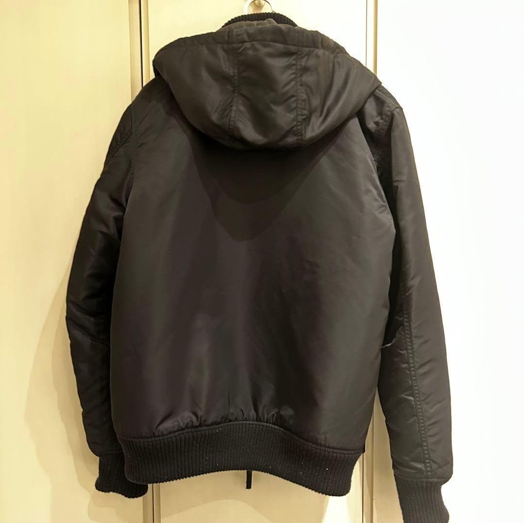 ALPHA MA-1スタイル 黒ジャケット フード付き XL