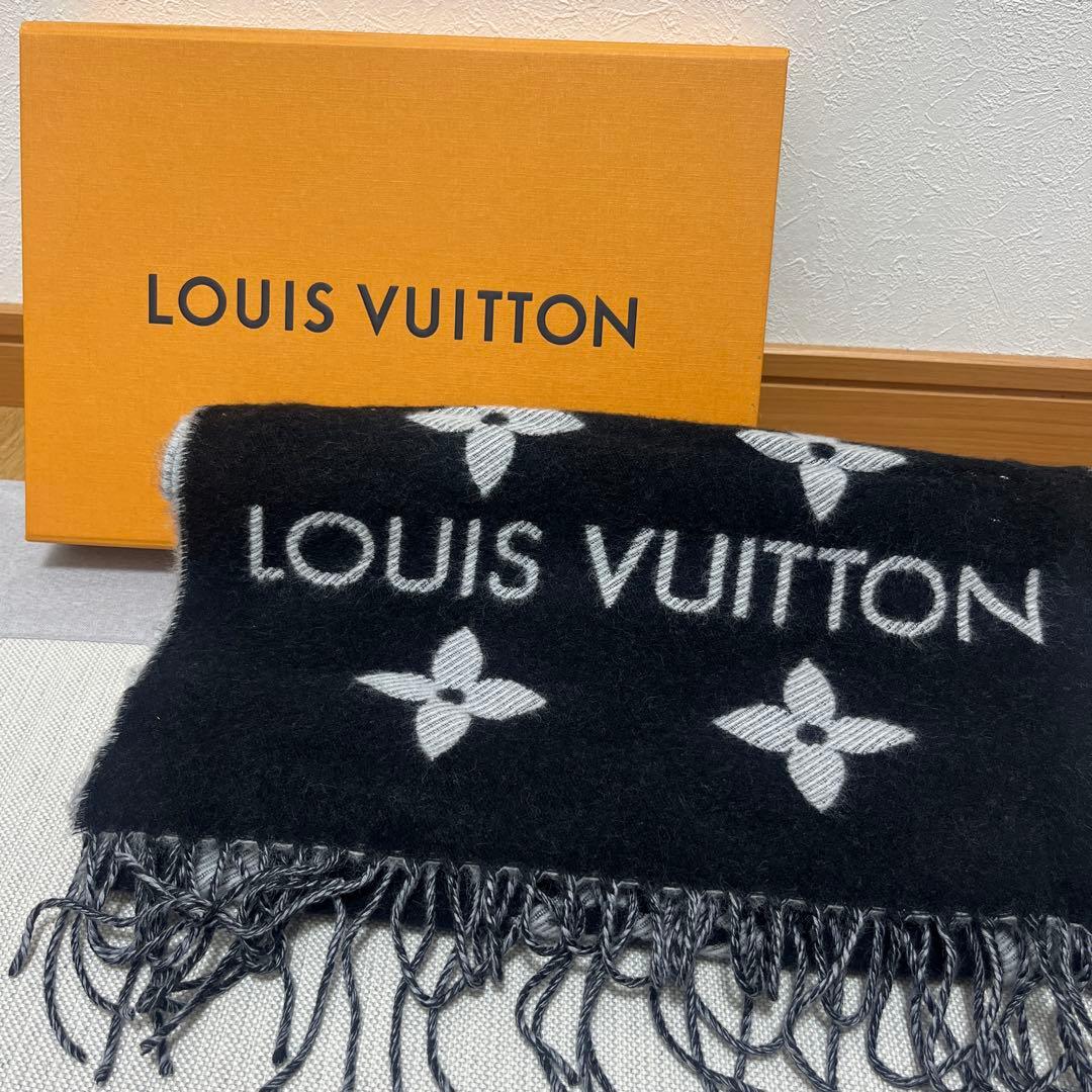 LOUIS VUITTON ブラックマフラー ウール100%