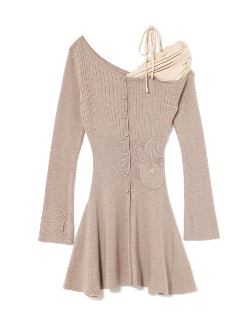 ワンピース andmaryHelen knit flare mini dress beige