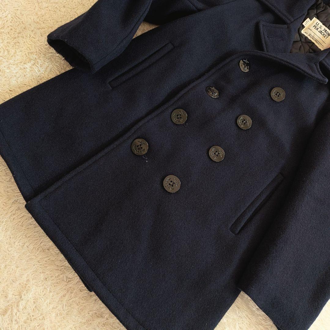 希少　ショット　ネイビー ウールコート ピーコート　USA 36