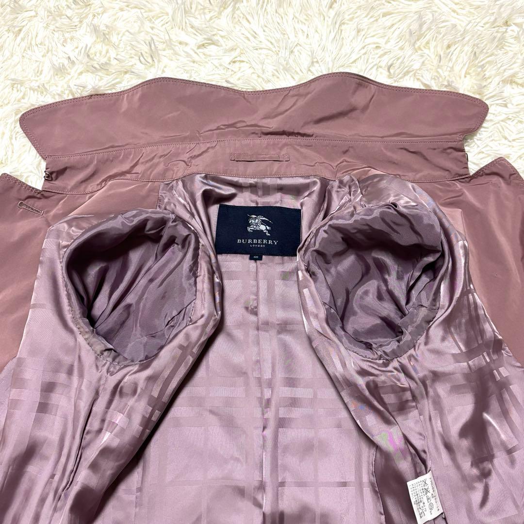 【バーバリーロンドン】トレンチコート　ノバチェック　ベルト　ピンク　40
