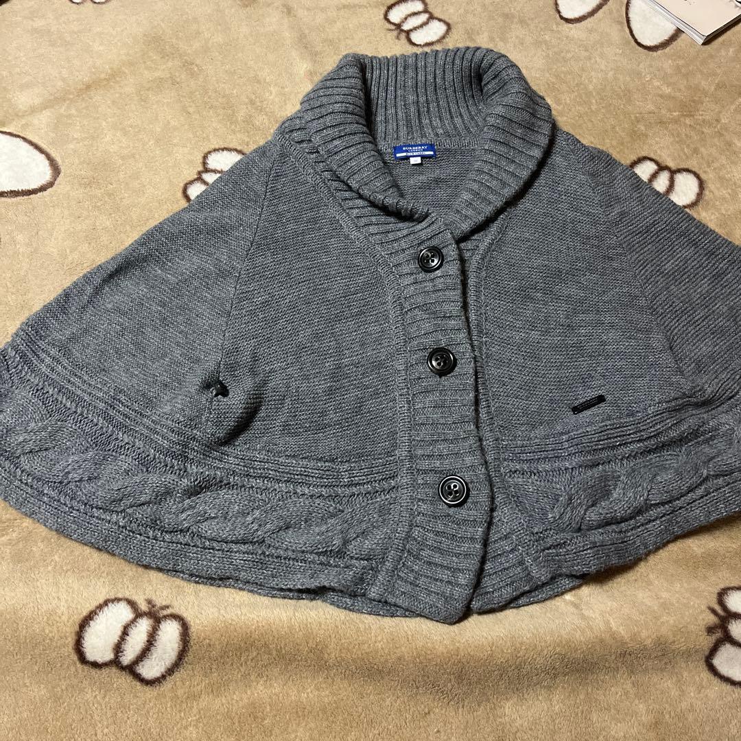 BURBERRY BLUELABELグレー ニットカーディガン マントタイプ長袖