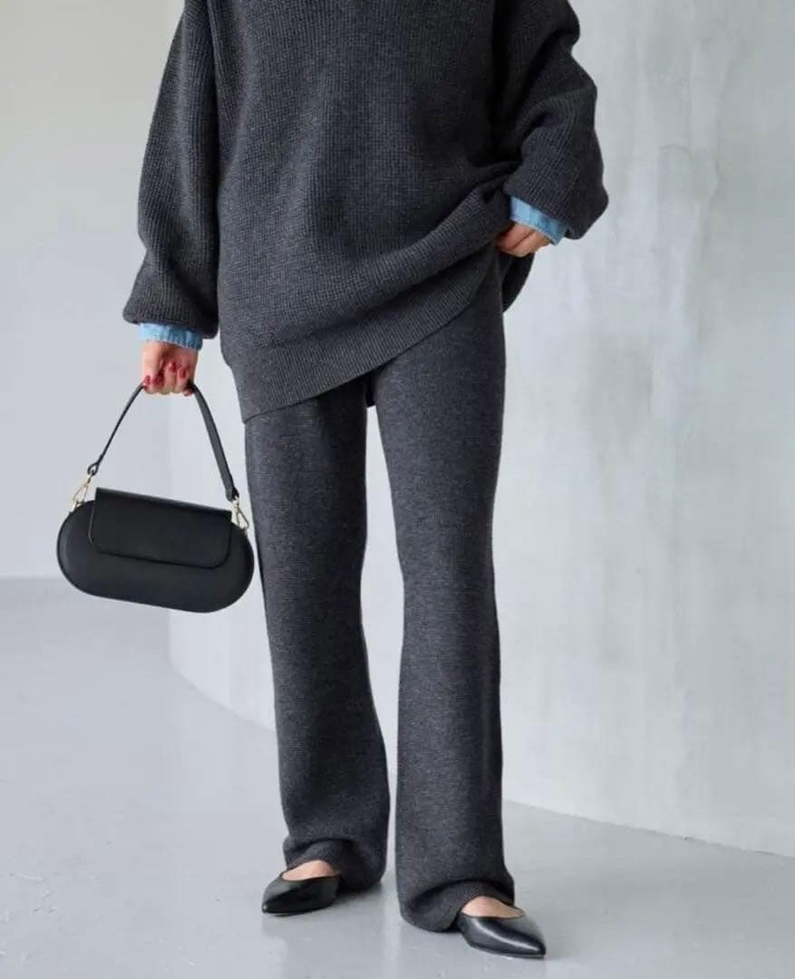 《専用》新品24AW フレームワーク ワッフルフレアパンツ ニット グレー S