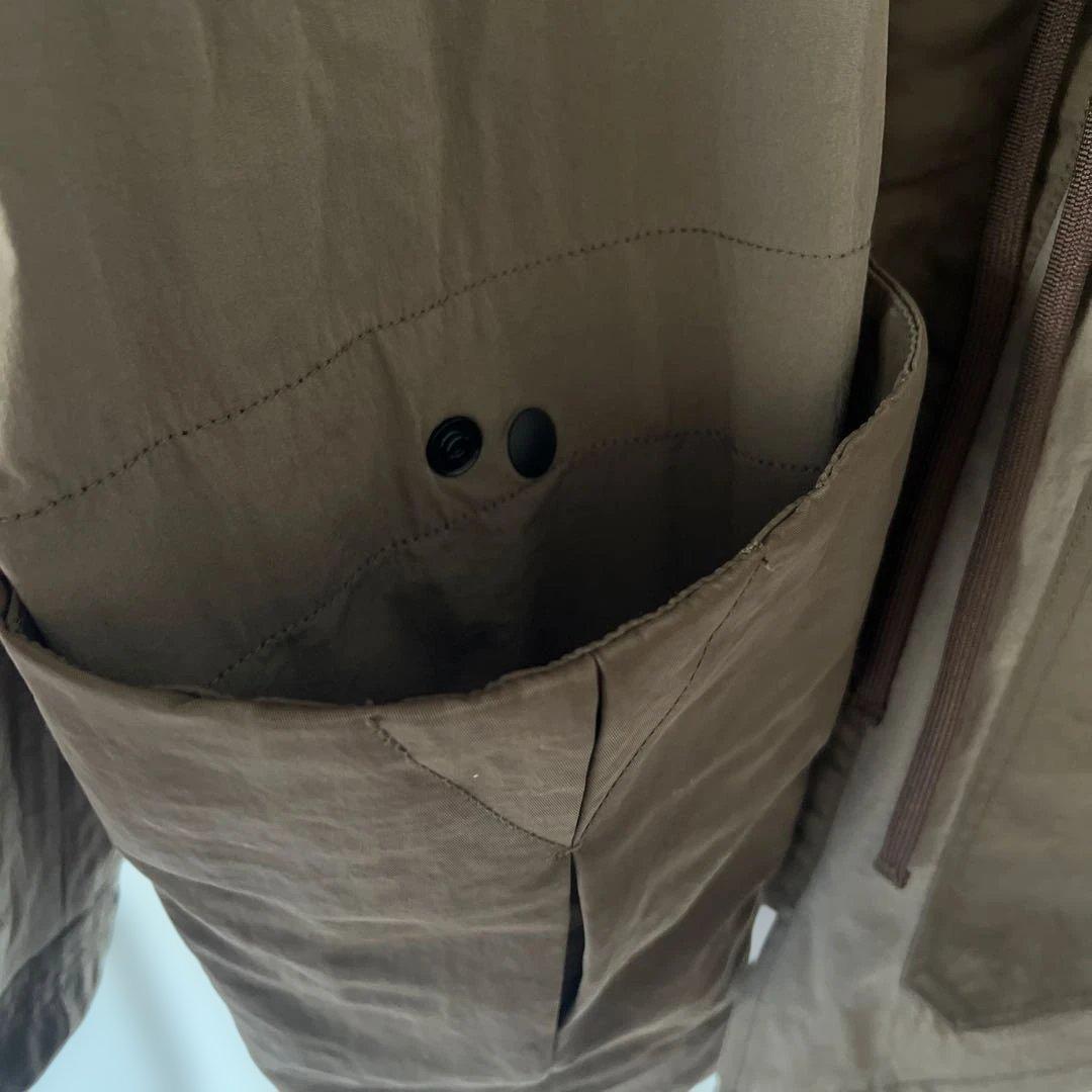 norbit ノーカラー羽織ジャケット ブラウンカーキ