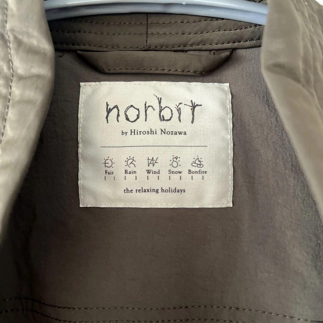 norbit ノーカラー羽織ジャケット ブラウンカーキ