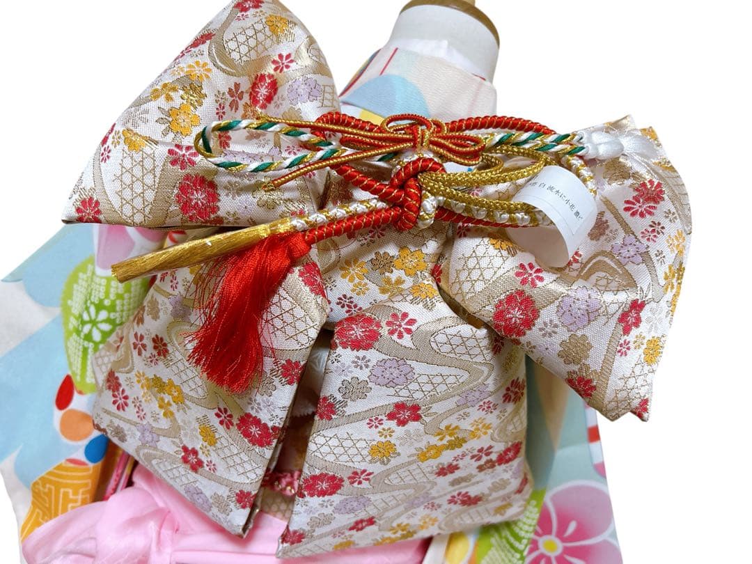 美品!!水色×ピンク♡七五三　7歳　女の子　フルセット一式　パール付帯締め