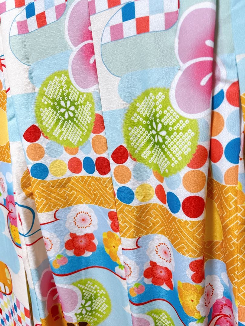 美品!!水色×ピンク♡七五三　7歳　女の子　フルセット一式　パール付帯締め