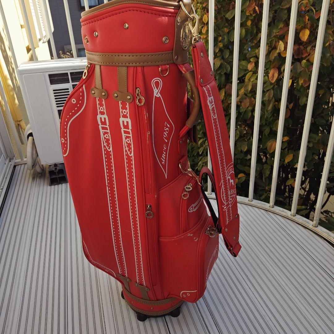 【OP追加お値段据置（7点セット）】赤いストライプデザインキャディバッグ