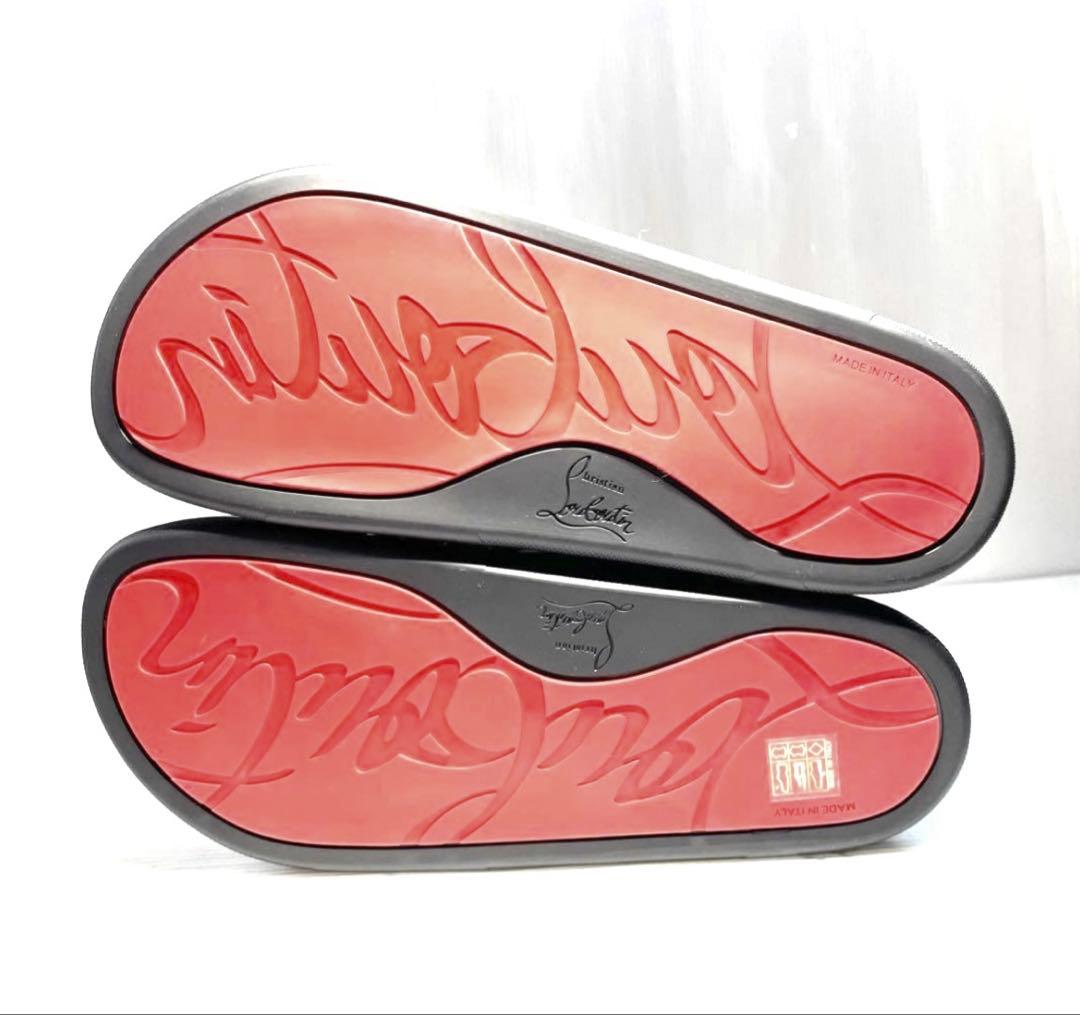 未使用クリスチャンルブタン　スタッズブラックスライドサンダル　42