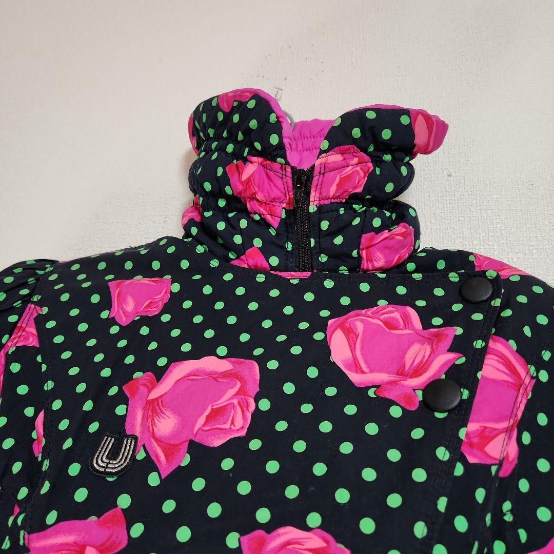 希少/イタリア製 ウンガロ スキーウェアジャンプスーツ 薔薇 ドット 38