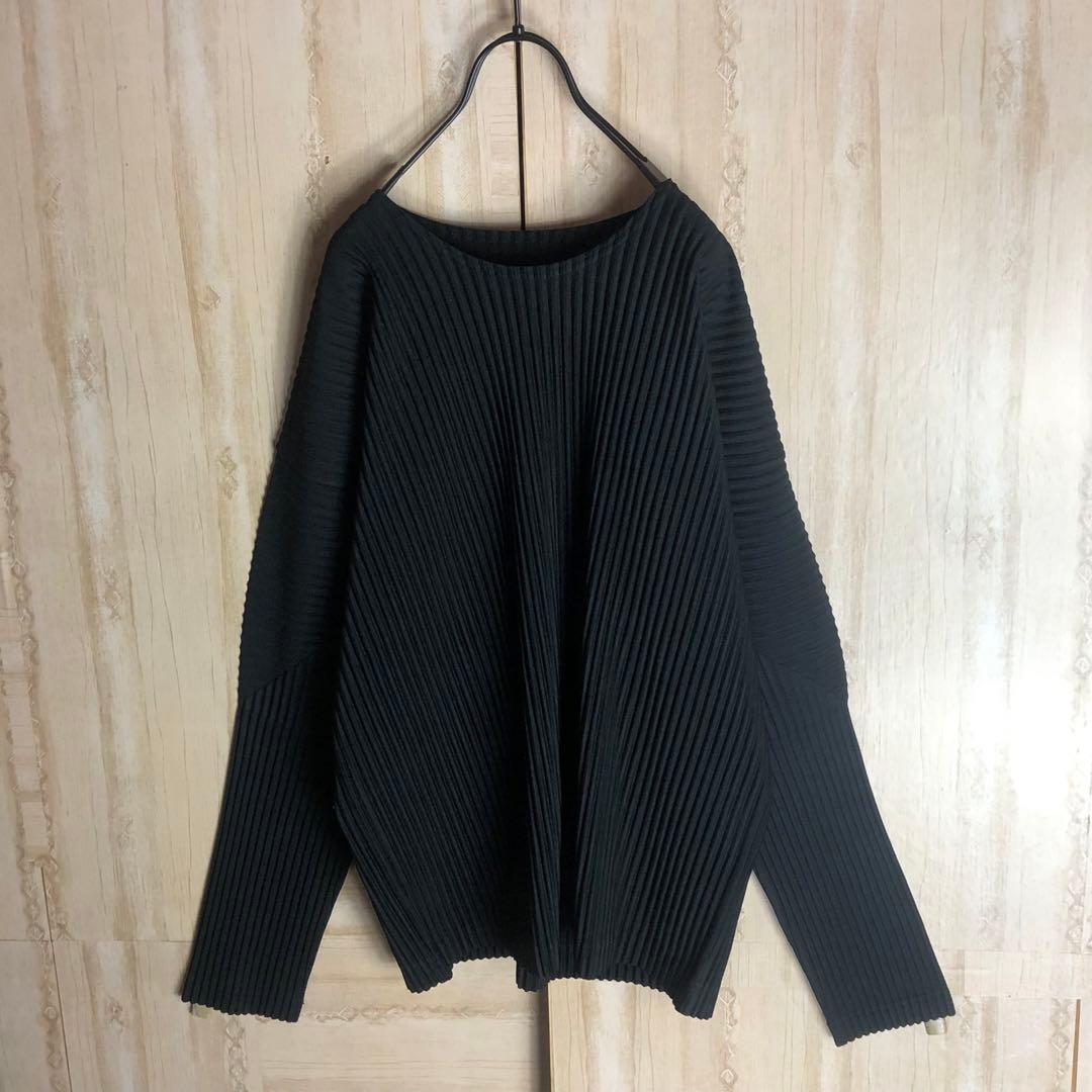 オムプリッセイッセイミヤケ　ブラック　Vネックロングスリーブカットソー3サイズ