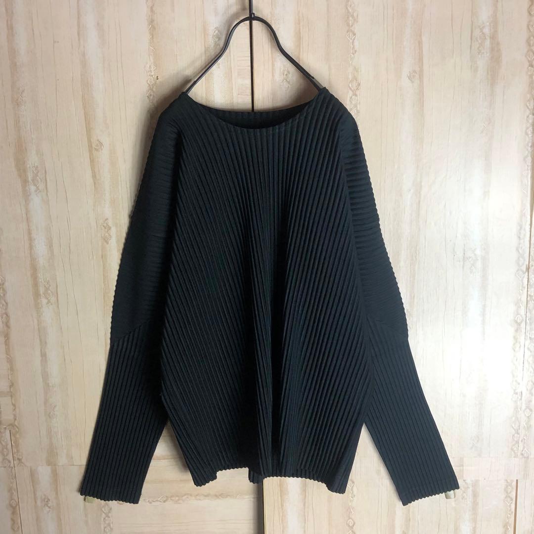 オムプリッセイッセイミヤケ　ブラック　Vネックロングスリーブカットソー3サイズ