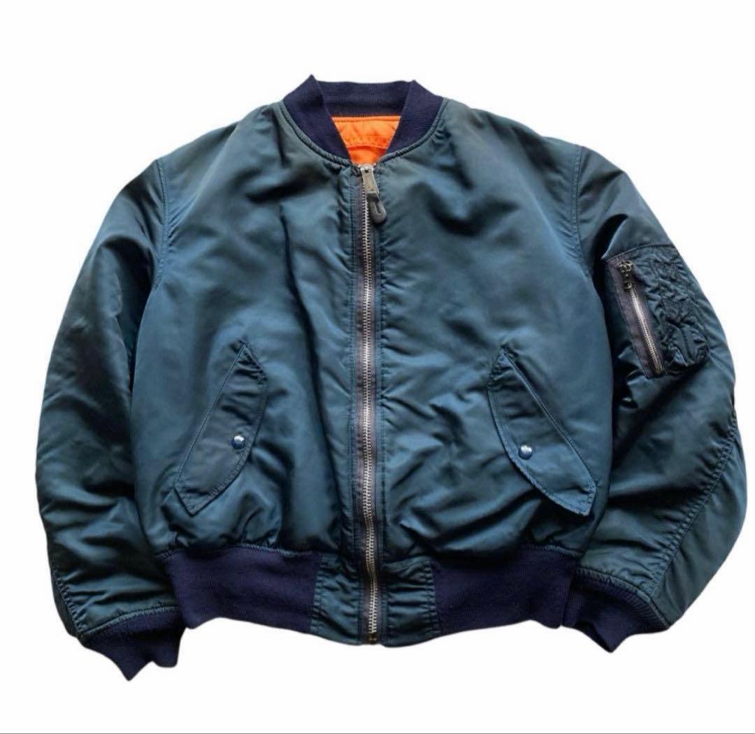 希少カラー★ 90s USA製 ALPHA MA-1 ネイビー L