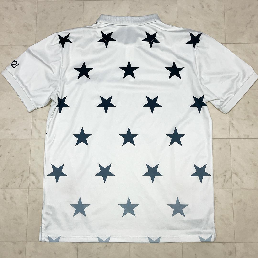 V12 ヴィトゥエルヴ 半袖 星柄 ポロシャツ ホワイト ゴルフ ウェア L